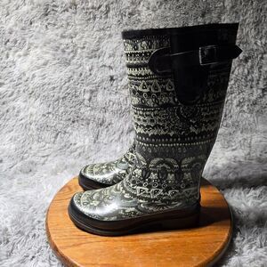 Sakroots by The Sak Print Rain Boots Womens Size 6 Rubber Tall Plush Lined Shoes